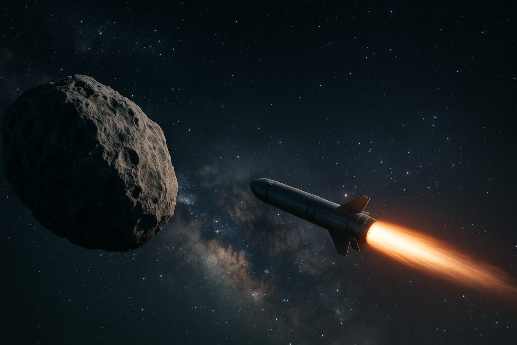 小惑星に向かっていくミサイル